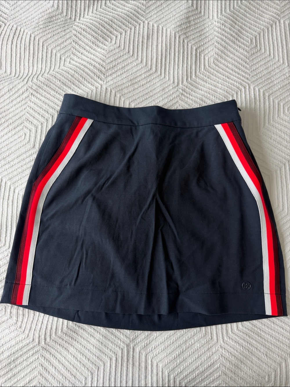 G/FORE Navy Skirt with Red and White Side Stripes